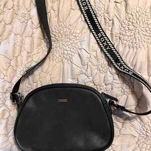Roxy Black Crossbody Bag with Patterned Strap